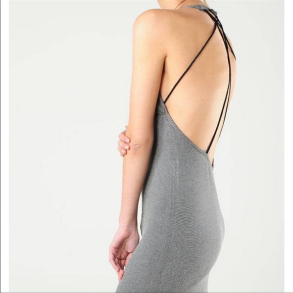 Alexander Wang Gray Bodycon Zip Up Dress Open Strappy Back Size 0 - Picture 3 of 7